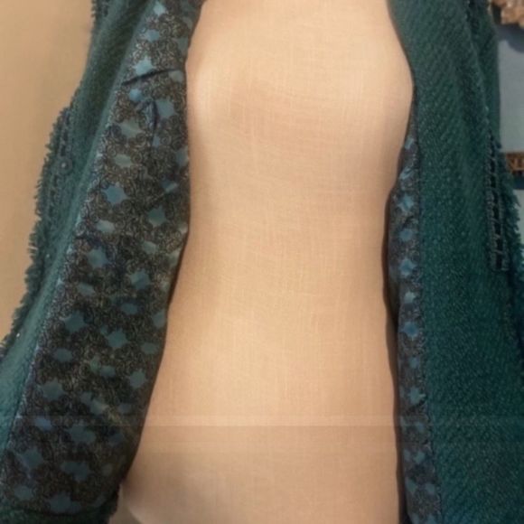 Dialogue Tweed Teal Frayed Wool Blend Blazer size 12 - Picture 6 of 14